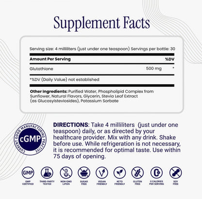 Rho Nutrition Liposomal Glutathione -Ultra High Absorption LiquidGlutathione Supplement-SupportsNatural Detoxification, lmmune System,Skin Health, Mental Clarity & OverallWell-Being